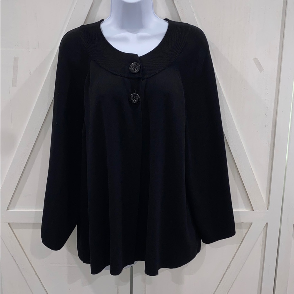Cable & Gauge Women Black Double Buttoned Open Front Cardigan Size 2X